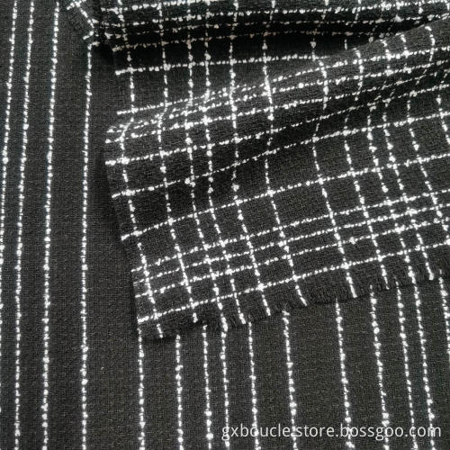 Boucle fashion tartan and stripe design fabric
